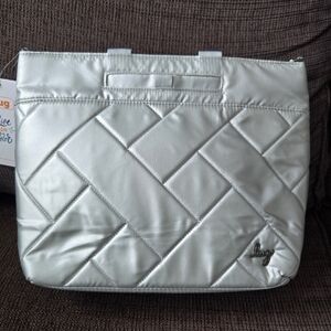 NWT Lug Tenor 2pc Crossbody Bag in Metallic Silver